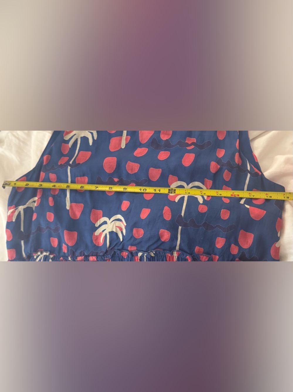 Oliphant Pink Blue White Tropical Print Sleeveless Midi Dress, Size Large - Picture 6 of 12